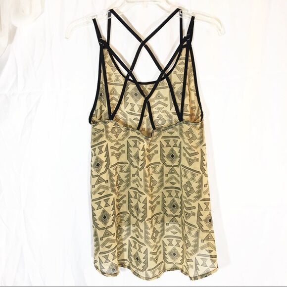 Marisol Sheer Geometric Multi Strap Cami w/ Aztec design Size Medium - Picture 3 of 5